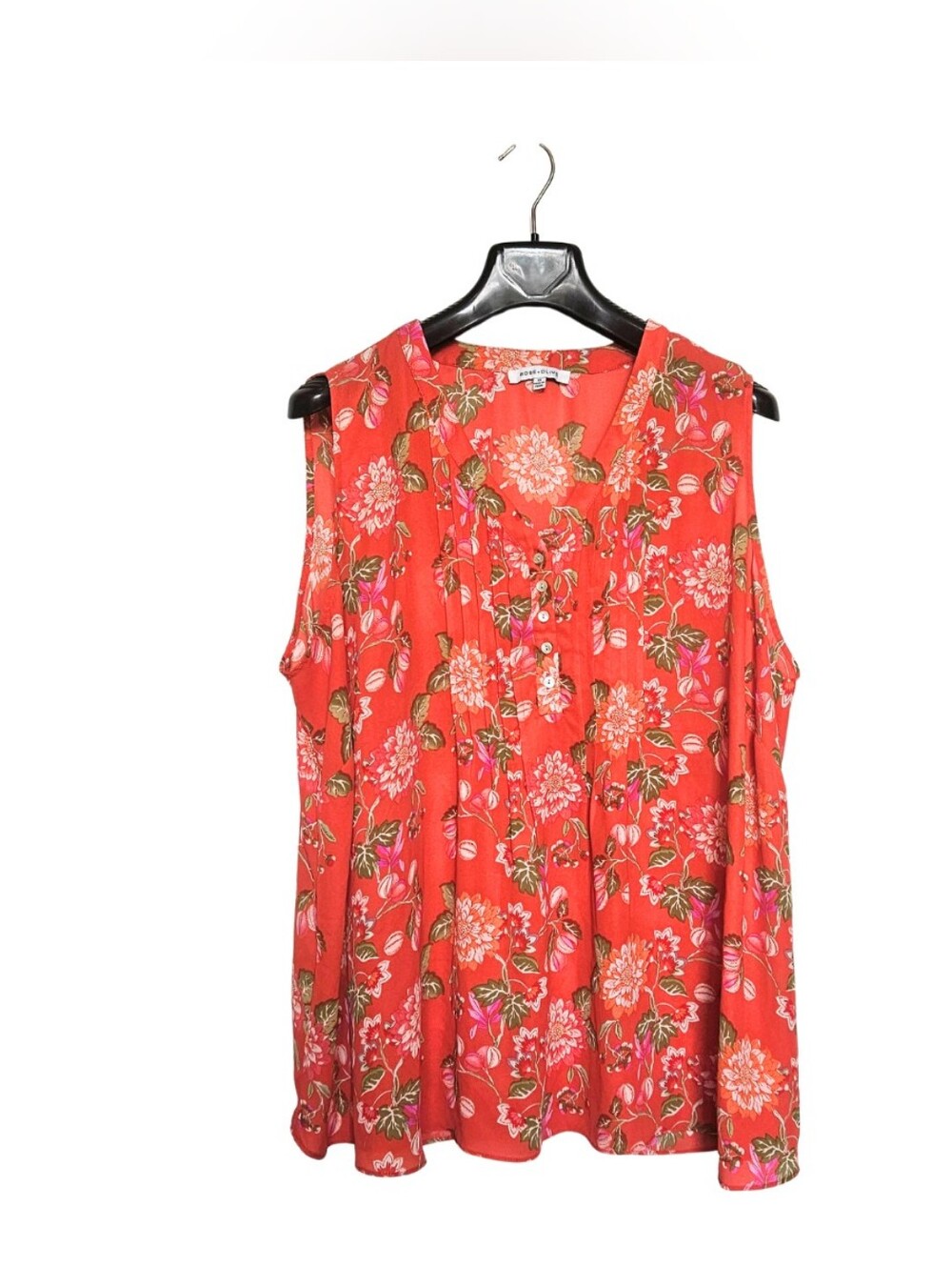 Rose & Olive Women's Plus Size 3X Floral Sleeveless Blouse